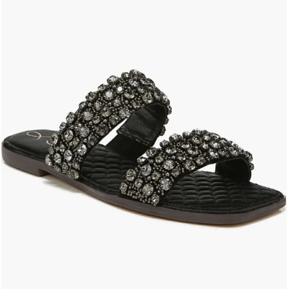 Sam Edelman Women's Ezel Black Crystal Embellished Sandals - Size 7.5 - Picture 1 of 8